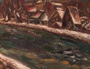 Leo Gestel A village along a river oil painting artist